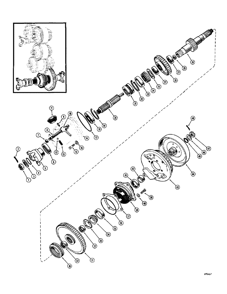 Схема запчастей Case W10B - (154) - TRANSMISSION, TRANSMISSION OUTPUT SHAFT AND REAR AXLE SHIFT-OUT (06) - POWER TRAIN