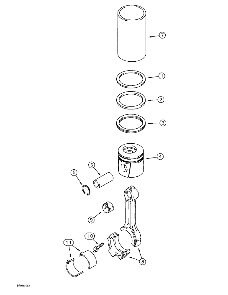 Схема запчастей Case 9030B - (2-78) - PISTONS AND CONNECTING RODS, 6T-590 EMISSIONS CERTIFIED ENGINE, P.I.N. DAC03#2001 AND AFTER (02) - ENGINE