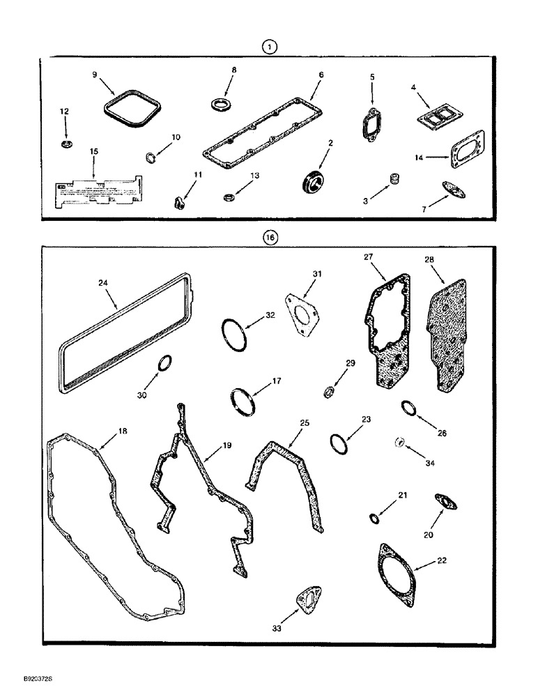 Схема запчастей Case 860 - (2-46) - ENGINE GASKET KITS AND CYLINDER BLOCK KITS - 4T-390 ENGINE (02) - ENGINE