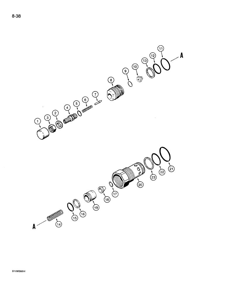 Схема запчастей Case 621 - (8-38) - CIRCUIT RELIEF VALVE (08) - HYDRAULICS