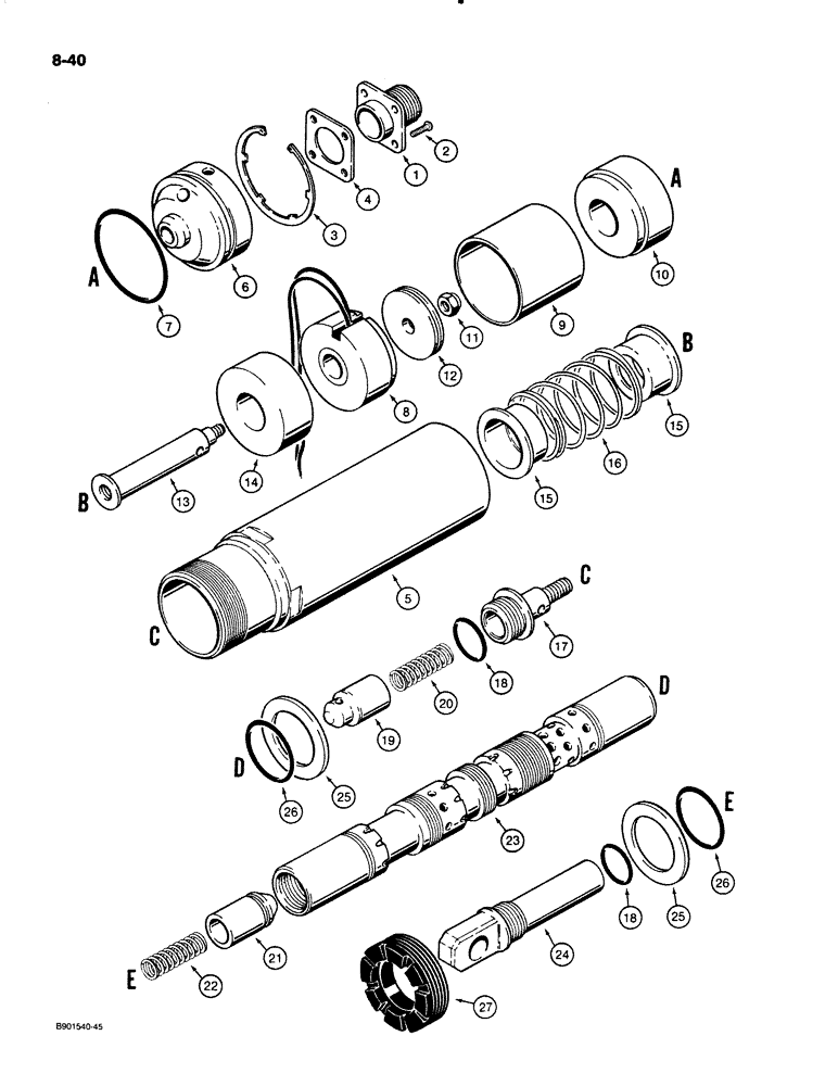 Схема запчастей Case W18B - (8-40) - S300835 BUCKET SPOOL (08) - HYDRAULICS