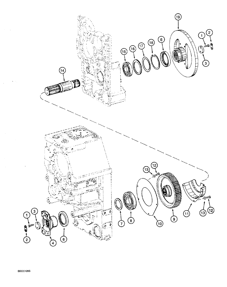 Схема запчастей Case 921 - (6-050) - TRANSMISSION ASSEMBLY 114363A1, OUTPUT SHAFT AND GEAR (06) - POWER TRAIN