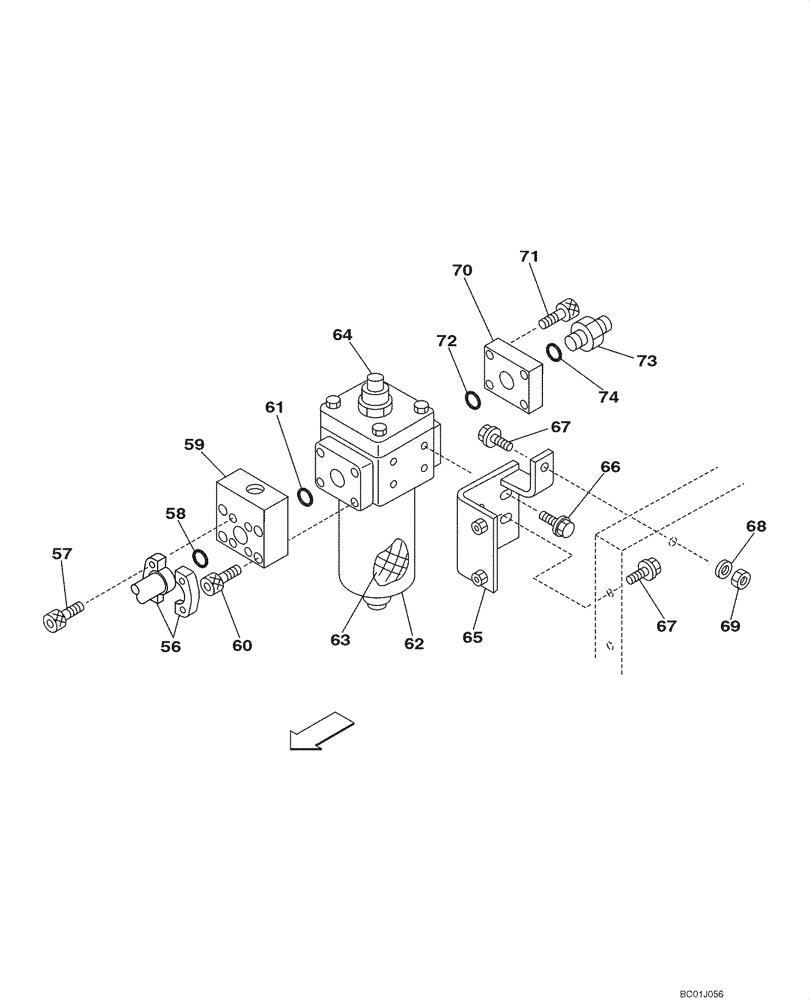 Схема запчастей Case CX290 - (08-49) - FILTER ASSY - SINGLE ACTING CIRCUIT/HAMMER (08) - HYDRAULICS