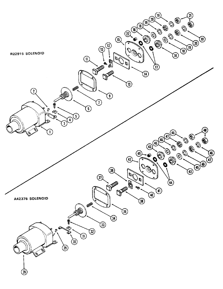 Схема запчастей Case 400C - (058) - R22915 SOLENOID, (336B) DIESEL ENGINE (04) - ELECTRICAL SYSTEMS