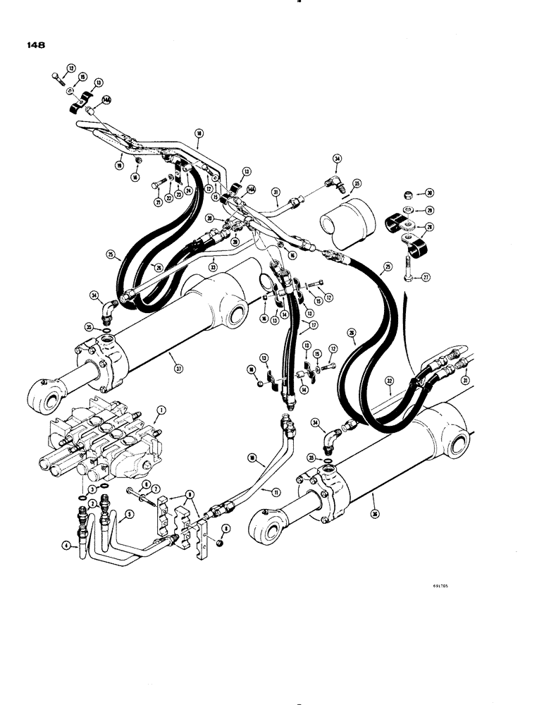 Схема запчастей Case 1150 - (148) - LOADER HYDRAULICS, LIFT HYDRAULICS (07) - HYDRAULIC SYSTEM