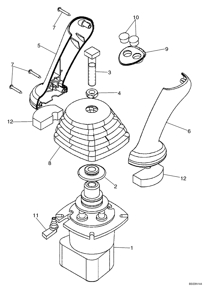 Схема запчастей Case 580M - (08-53) - VALVE, JOYSTICK (PILOT CONTROLS) (RIGHT-HAND) WITHOUT EXTENDABLE DIPPER (08) - HYDRAULICS