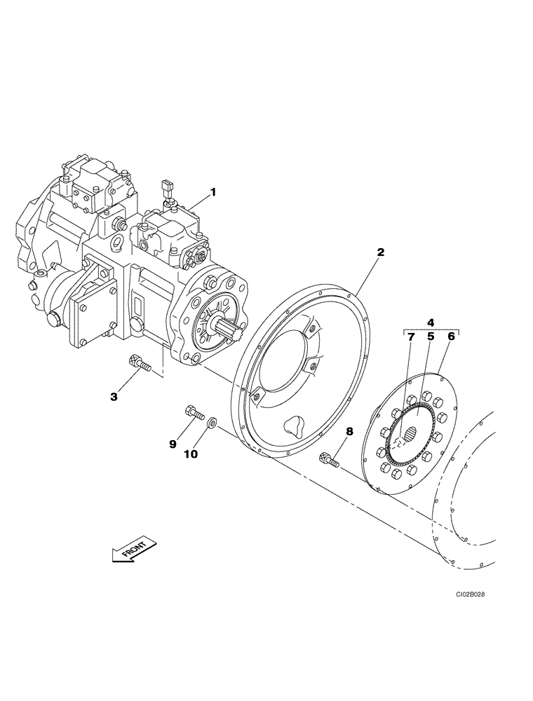 Схема запчастей Case CX460 - (08-02) - PUMP ASSY, HYDRAULIC - COUPLING (08) - HYDRAULICS