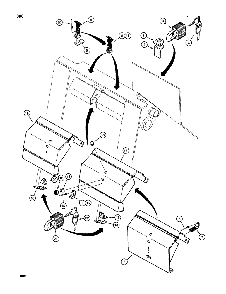 Схема запчастей Case W20B - (380) - FRONT FRAME LOCK UP PARTS (09) - CHASSIS/ATTACHMENTS