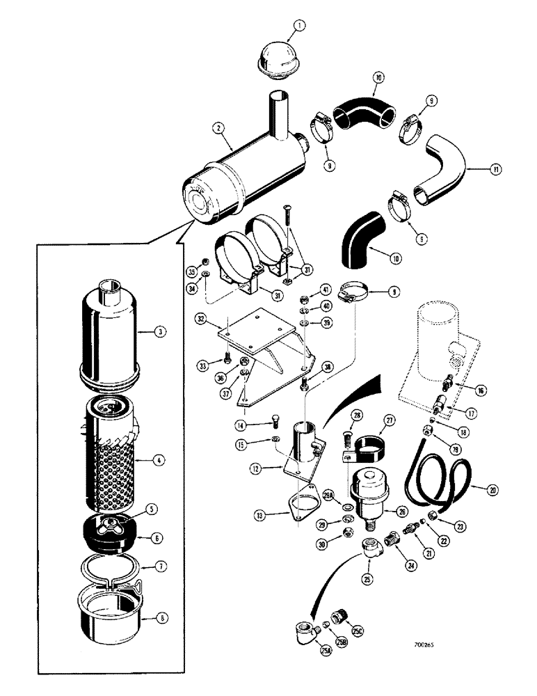 Схема запчастей Case 310G - (056) - DRY TYPE AIR CLEANER - DIESEL (01) - ENGINE