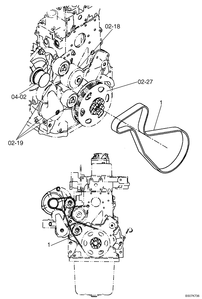 Схема запчастей Case 521E - (04-02A) - ALTERNATOR - BELT (04) - ELECTRICAL SYSTEMS