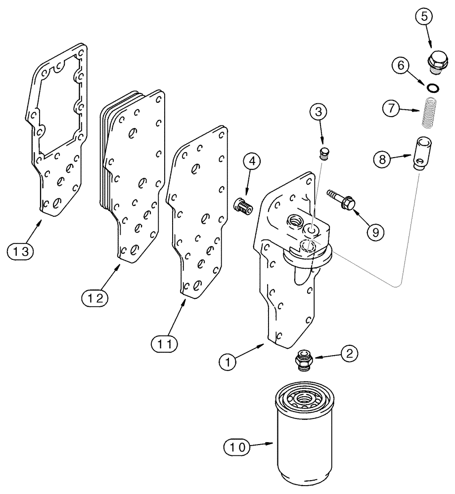 Схема запчастей Case 750H - (02-13) - FILTER AND COOLER OIL (02) - ENGINE