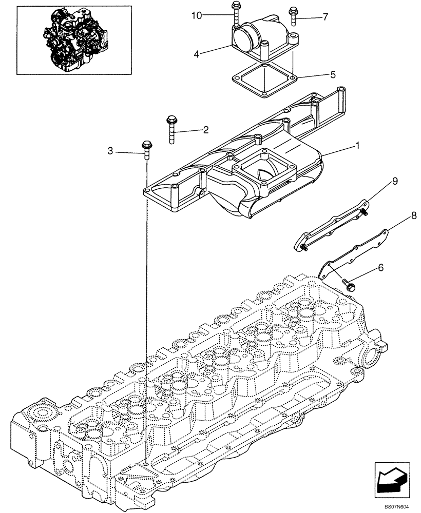 Схема запчастей Case 850L - (02-21) - INTAKE MANIFOLD (02) - ENGINE