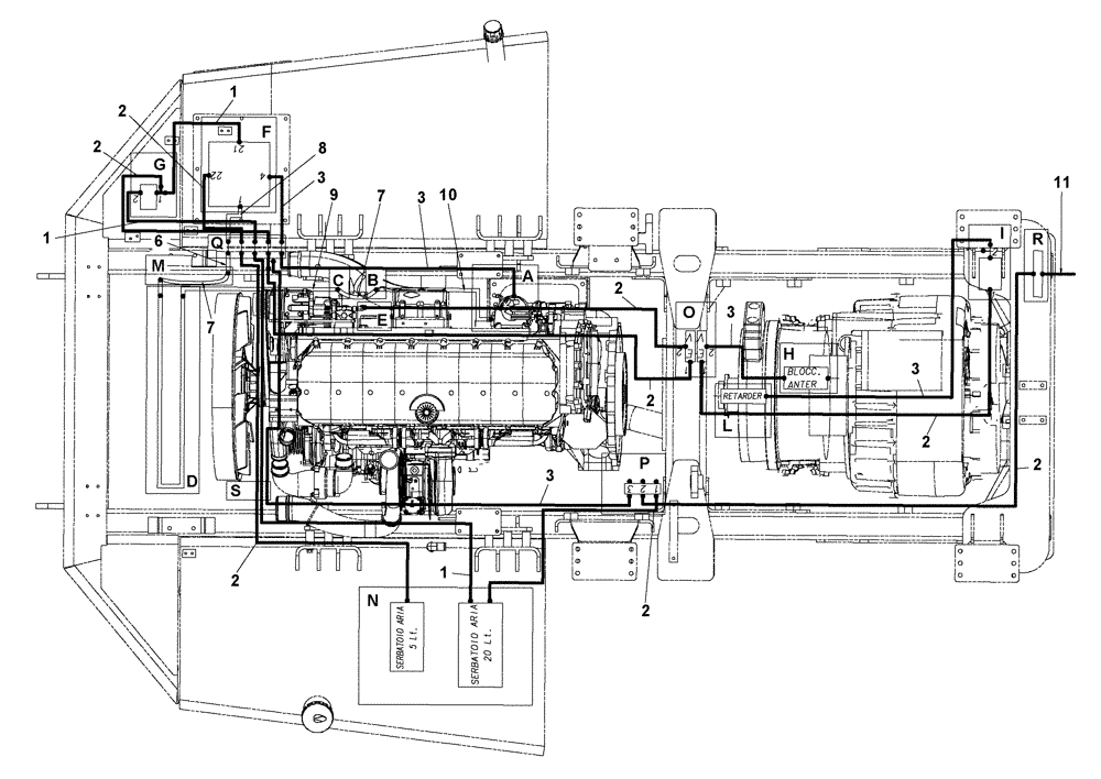 Схема запчастей Case 327B - (49A00000987[001]) - PNEUMATICS, FRONT FRAME (87559447) (09) - Implement / Hydraulics / Frame / Brakes