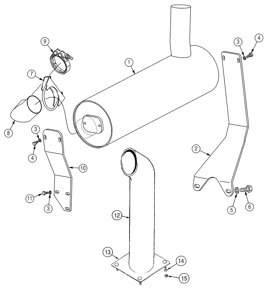 Схема запчастей Case 621D - (02-12) - MUFFLER - EXHAUST SYSTEM (02) - ENGINE