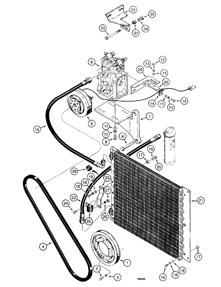 Схема запчастей Case W14 - (636) - AIR CONDITIONING LINES (09) - CHASSIS/ATTACHMENTS