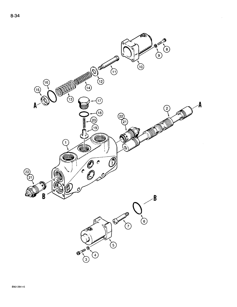 Схема запчастей Case 721 - (8-34) - LOADER AUXILIARY SECTION - 1978280C1 (08) - HYDRAULICS