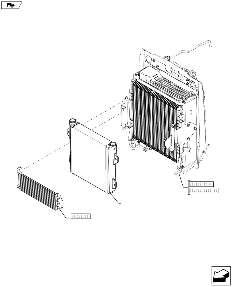 Схема запчастей Case 580SN WT - (10.406.0101) - VAR - 423000, 442082, 747854 - AIR INTAKE, HEAT EXCHANGER (10) - ENGINE