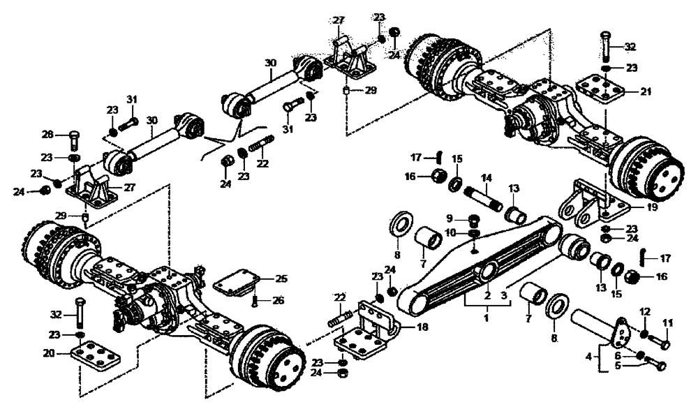 Схема запчастей Case 340B - (39A00030672[001]) - TIE RODS, REAR SUSPENSION (HHD0340BN7PG58147 AND AFTER ) (84242828) (11) - AXLES/WHEELS