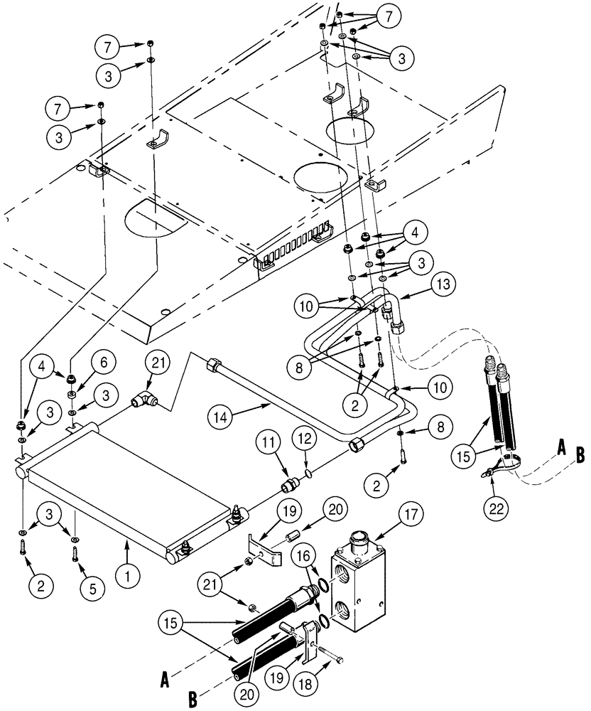 Схема запчастей Case 821C - (08-04) - HYDRAULICS OIL COOLER AND LINES (08) - HYDRAULICS