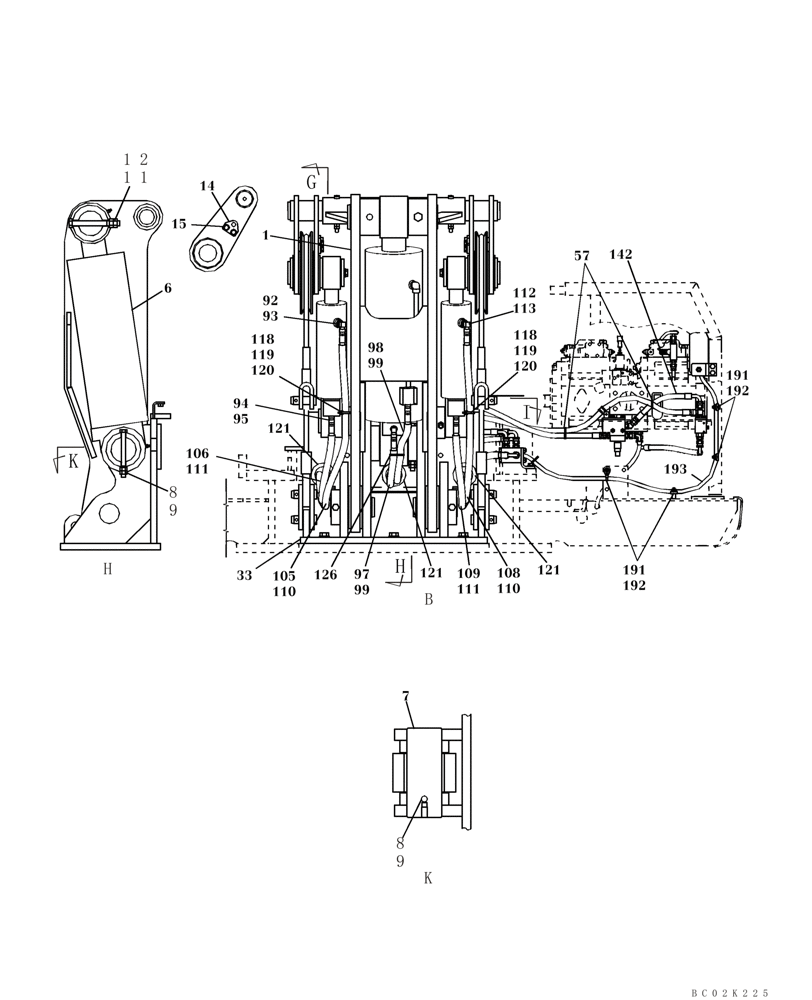 Схема запчастей Case CX460 - (08-62) - COUNTERWEIGHT REMOVAL SYSTEM (08) - HYDRAULICS