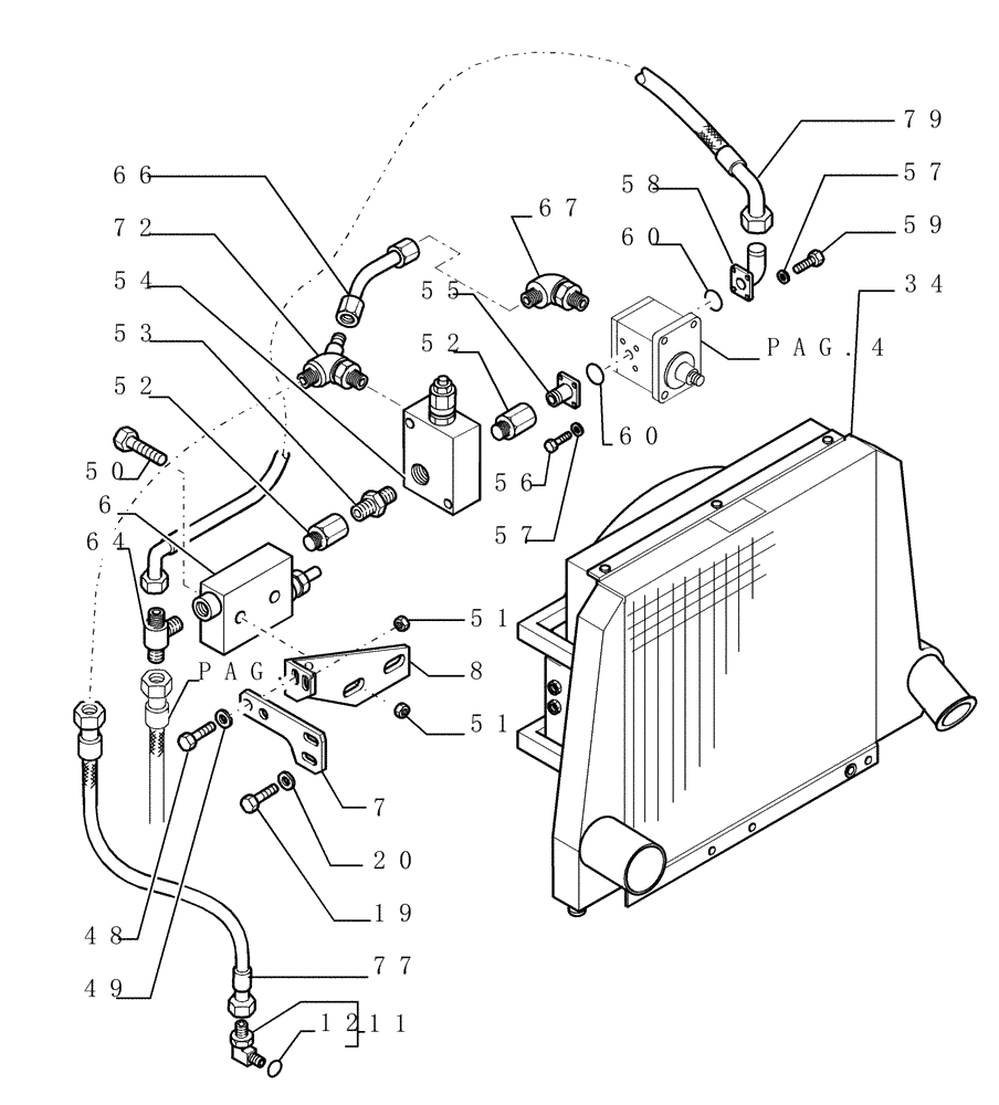 Схема запчастей Case 1850K - (0.505[01]) - ENGINE - AFTERCOOLER (01) - ENGINE