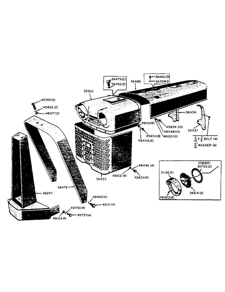 Схема запчастей Case 320 - (107) - RADIATOR GUARD AND ENGINE HOOD (09) - CHASSIS/ATTACHMENTS