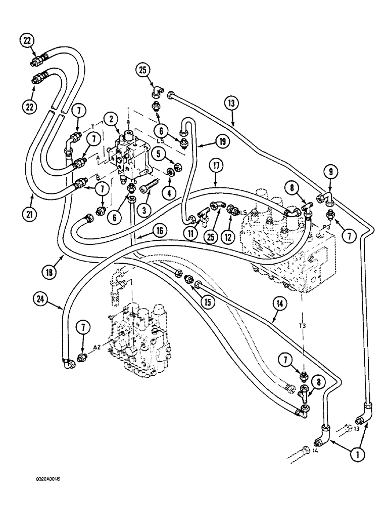 Схема запчастей Case 1088 - (8F-06) - HYDRAULIC CONTROL CIRCUIT, TO OPTION CONTROL VALVE, P.I.N. FROM XXXXX AND AFTER (08) - HYDRAULICS