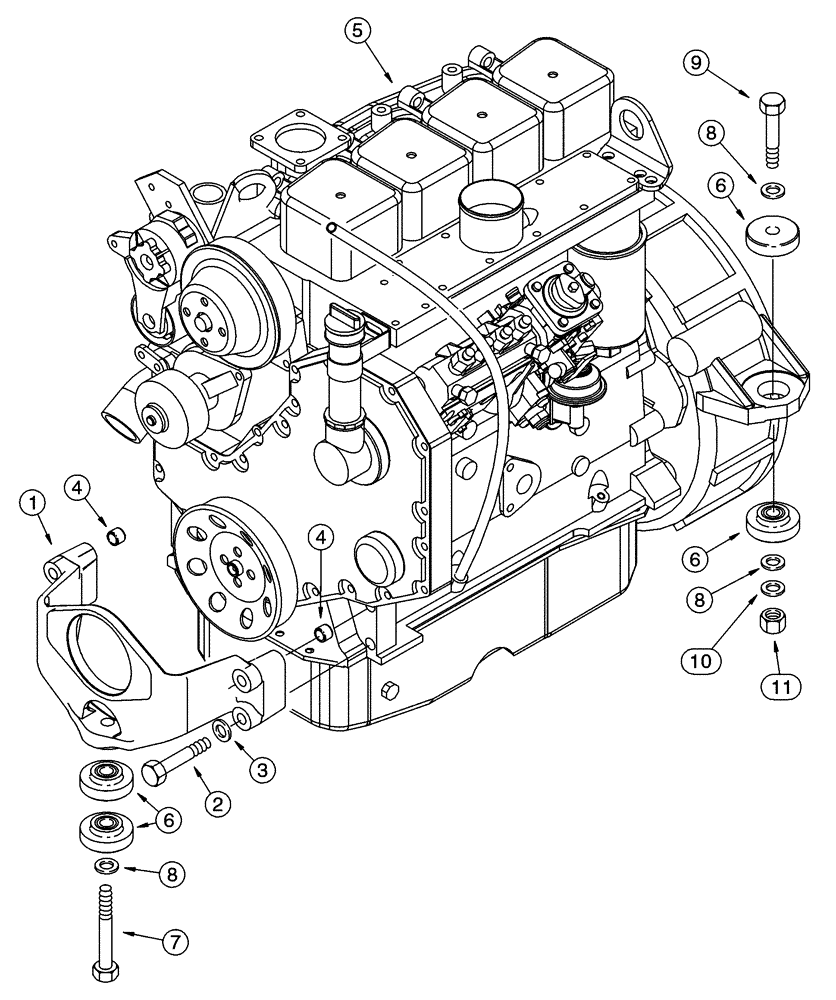 Схема запчастей Case 85XT - (02-07) - ENGINE MOUNTING (02) - ENGINE