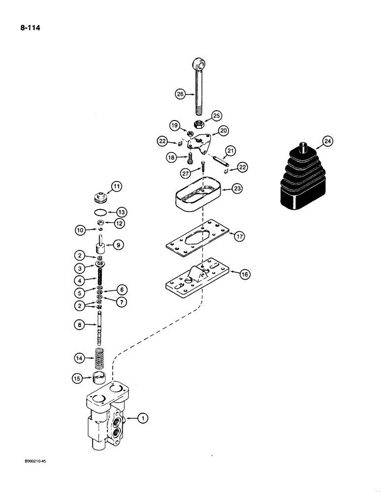 Схема запчастей Case 1085C - (8-114) - FOOT CONTROL VALVE ASSEMBLY (08) - HYDRAULICS