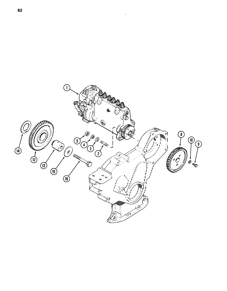 Схема запчастей Case 880C - (062) - INJECTION PUMP DRIVE, 504BD DIESEL ENGINE (02) - FUEL SYSTEM