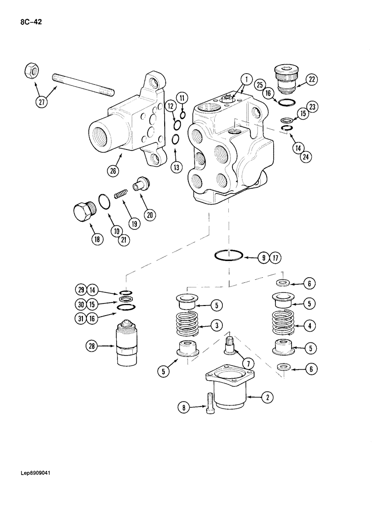 Схема запчастей Case 688 - (8C-42) - SWING CONTROL VALVE, P.I.N. FROM 11642 AND AFTER (08) - HYDRAULICS