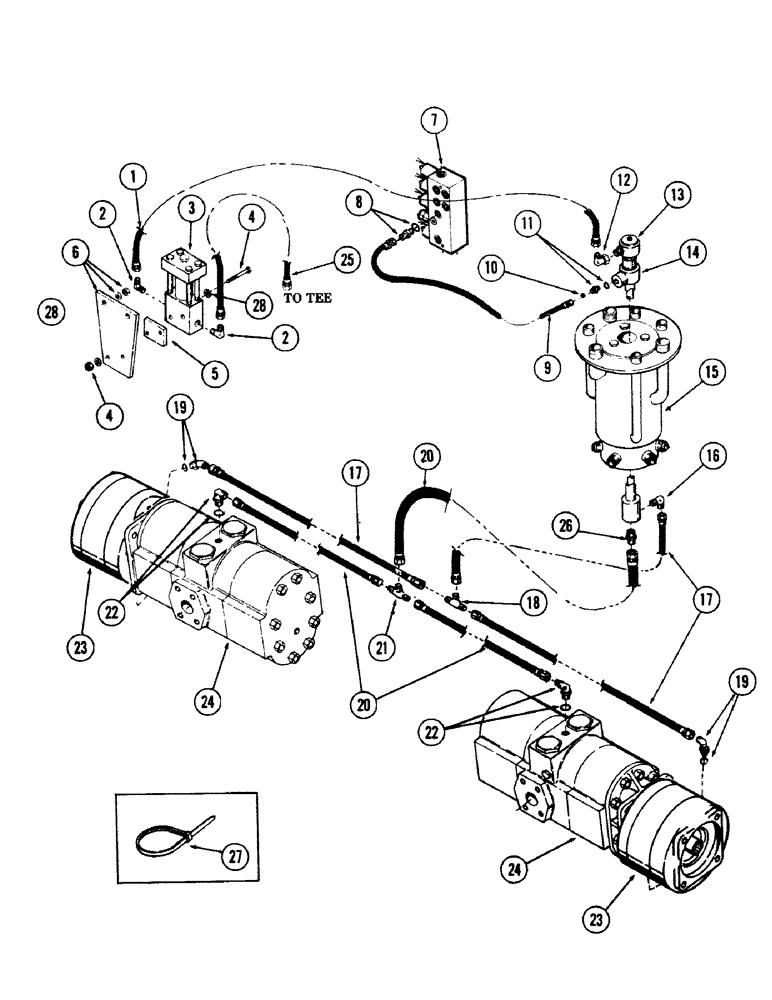 Схема запчастей Case 50 - (7-136) - HI-LOW RANGE AND DRIVE BRAKE TUBING (07) - BRAKES