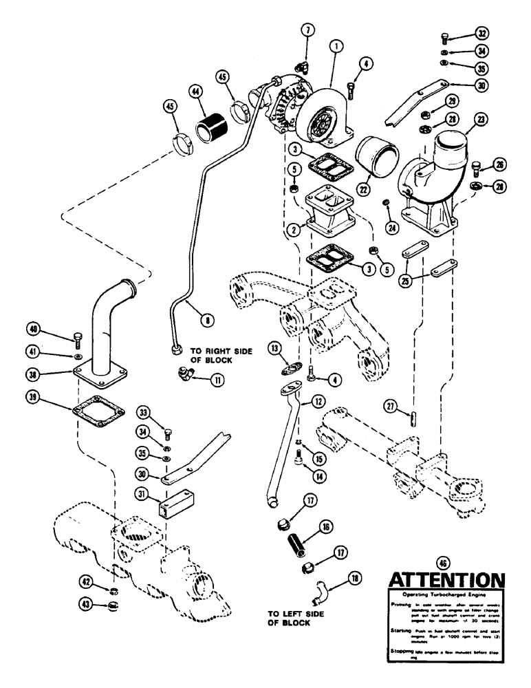 Схема запчастей Case 880B - (010) - TURBOCHARGER SYSTEM, 336BDT DIESEL ENGINE (01) - ENGINE