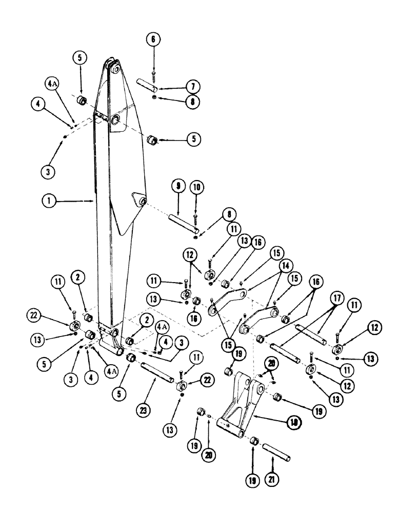 Схема запчастей Case 50 - (9-280) - DIPPERSTICK AND ATTACHING LINKS WITH PINS (09) - CHASSIS