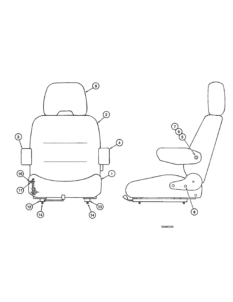 Схема запчастей Case 9060B - (9-035A) - OPERATORS SEAT (09) - CHASSIS