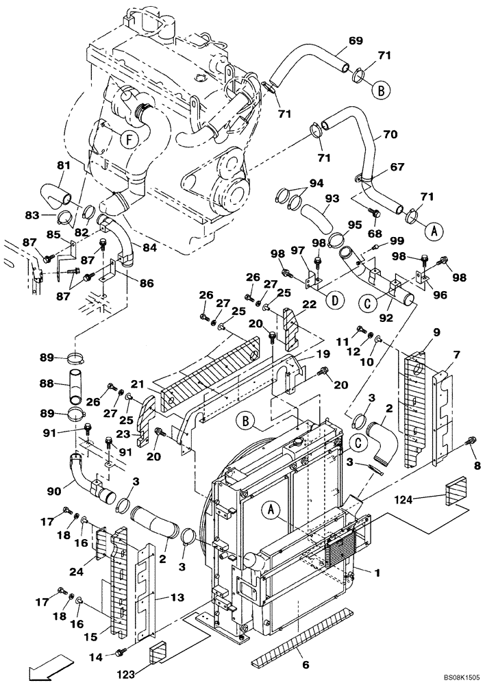 Схема запчастей Case CX460 - (02-04) - RADIATOR AND CONNECTIONS (02) - ENGINE