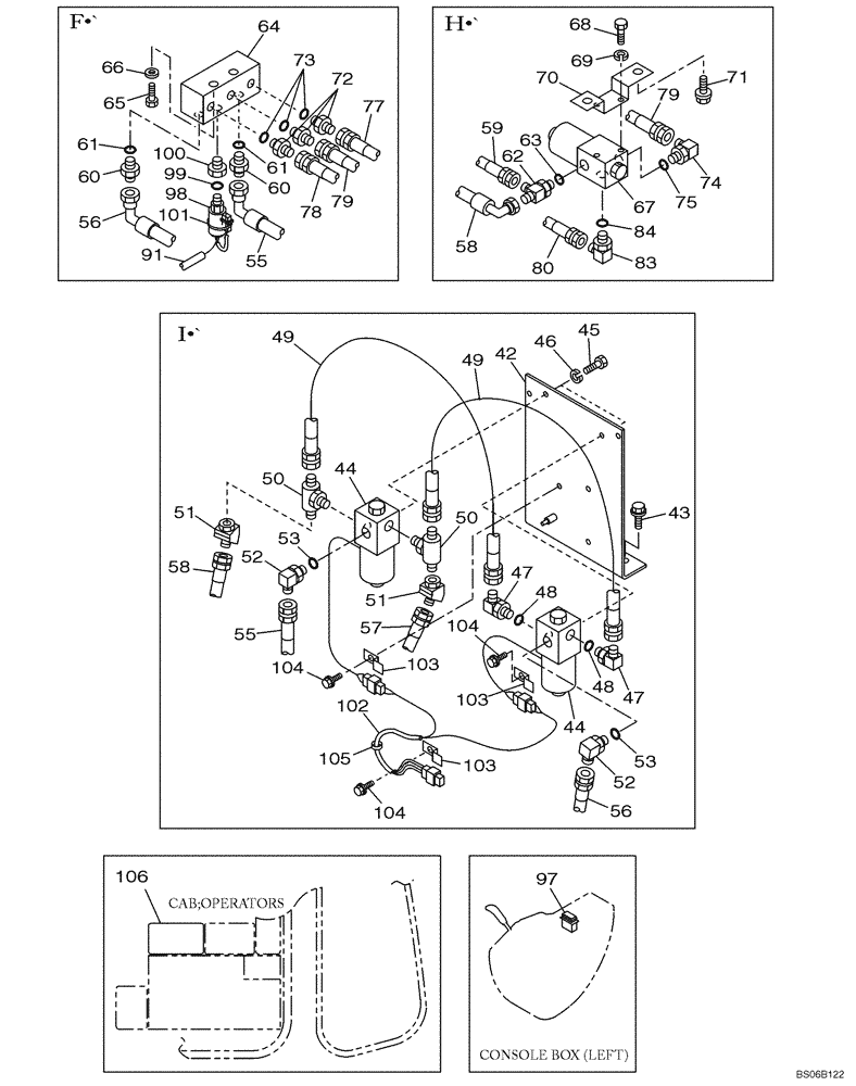 Схема запчастей Case CX700 - (08-041-00[01]) - HYDRAULICS, AUXILIARY - DOUBLE ACTING CIRCUIT (08) - HYDRAULICS