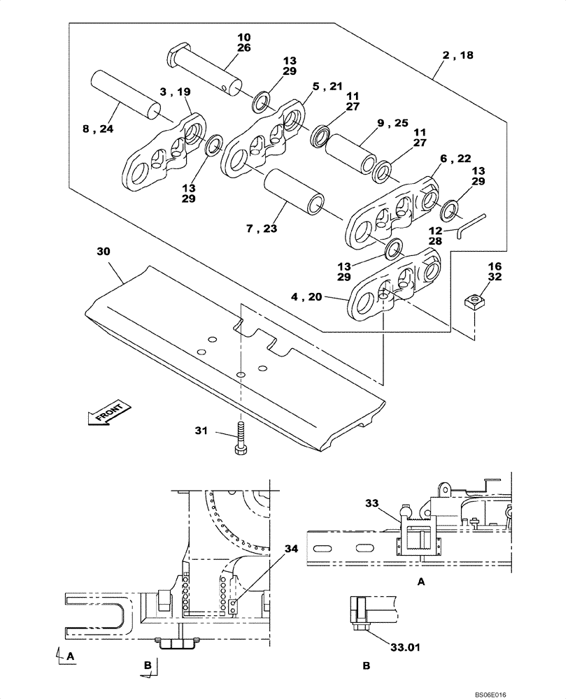 Схема запчастей Case CX800 - (05-007-00[01]) - TRACK - FOOTSTEP - 750 MM (11) - TRACKS/STEERING