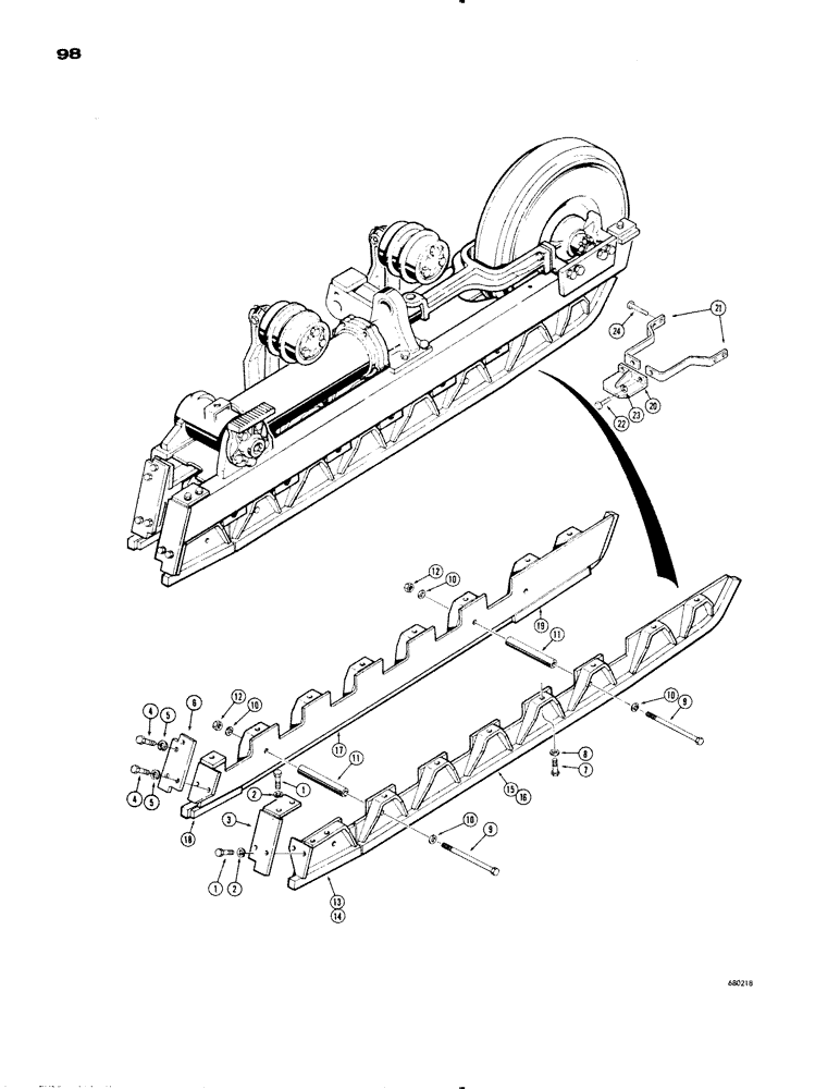 Схема запчастей Case 1150 - (098) - TRACK GUIDES (04) - UNDERCARRIAGE