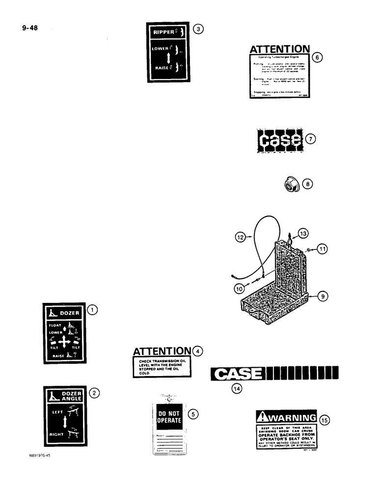 Схема запчастей Case 550 - (9-48) - DECALS AND OPERATORS MANUAL BOX (09) - CHASSIS/ATTACHMENTS