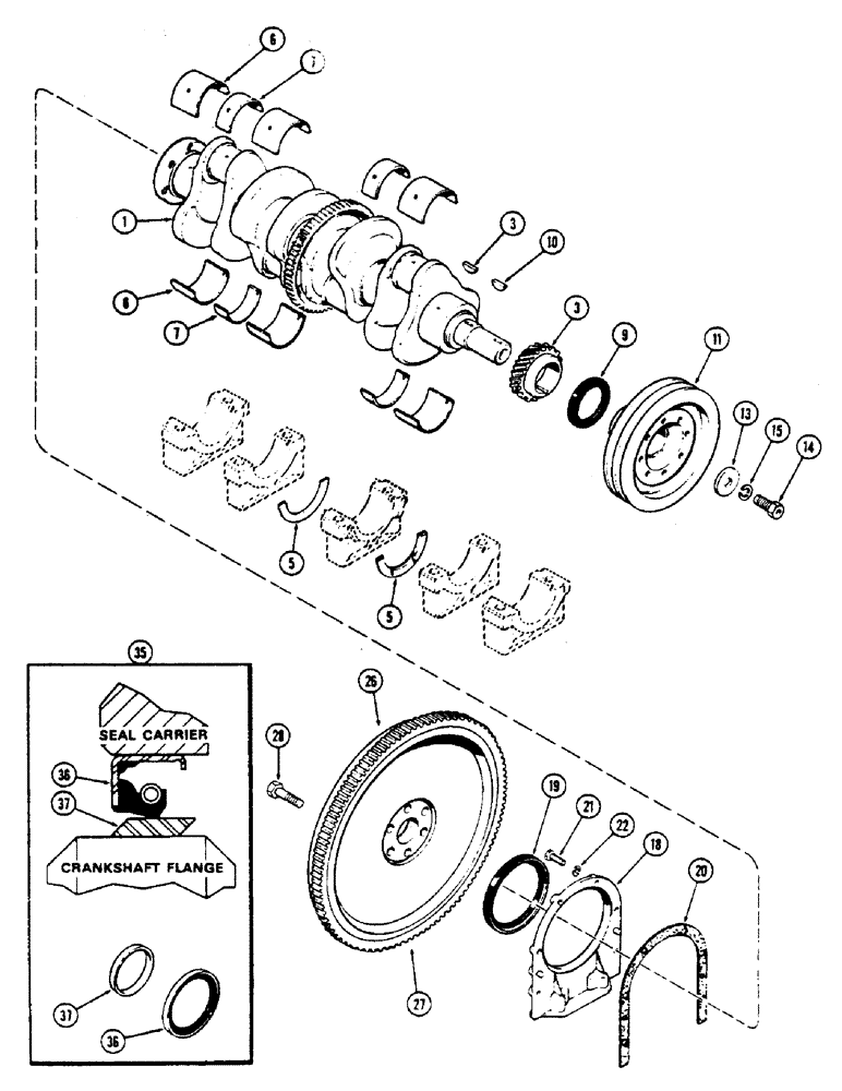 Схема запчастей Case 336B - (19A) - CRANKSHAFT & FLYWHEEL, (336BD) & (336BDT) DIESEL ENGINES 