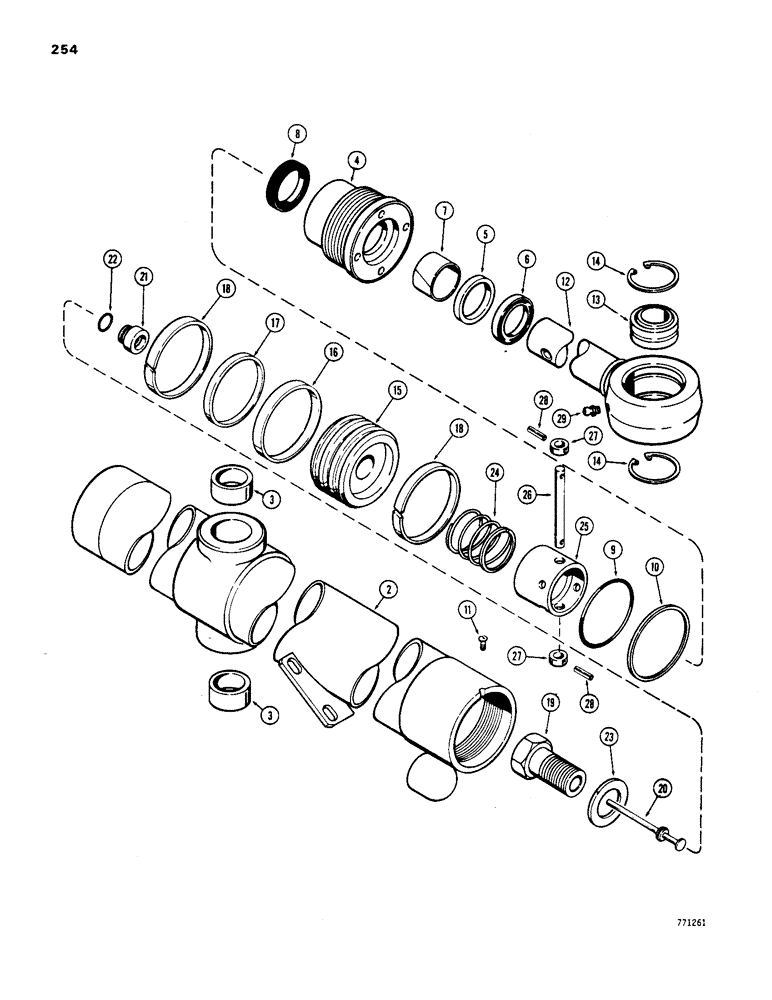 Схема запчастей Case 1450 - (254) - G101590 & G101591 DOZER LIFT CYLINDERS, G103100 &G103101 DOZER LIFT CYLINDERS, TILT DOZER MODEL, TUB (08) - HYDRAULICS