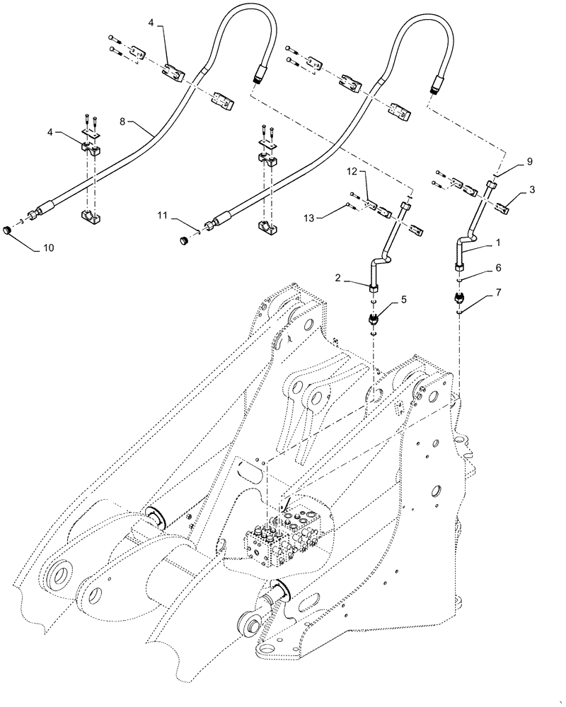 Схема запчастей Case 621F - (35.200.07) - THIRD SPOOL AUXILIARY LINE INSTALLATION, (Z BAR LOADER) (35) - HYDRAULIC SYSTEMS