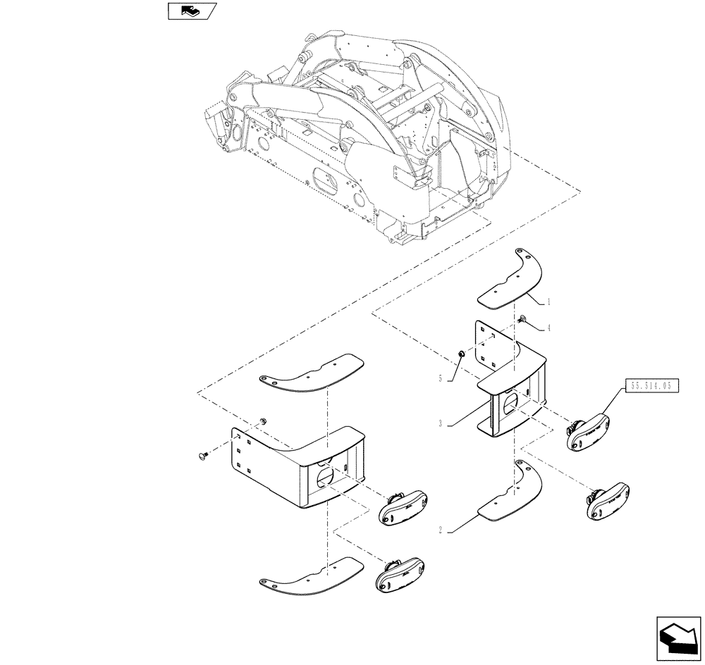 Схема запчастей Case TV380 - (55.404.BM[02]) - LAMP WORK REAR ASSEMBLY (SV185,SV250,SV300,TV380) (55) - ELECTRICAL SYSTEMS