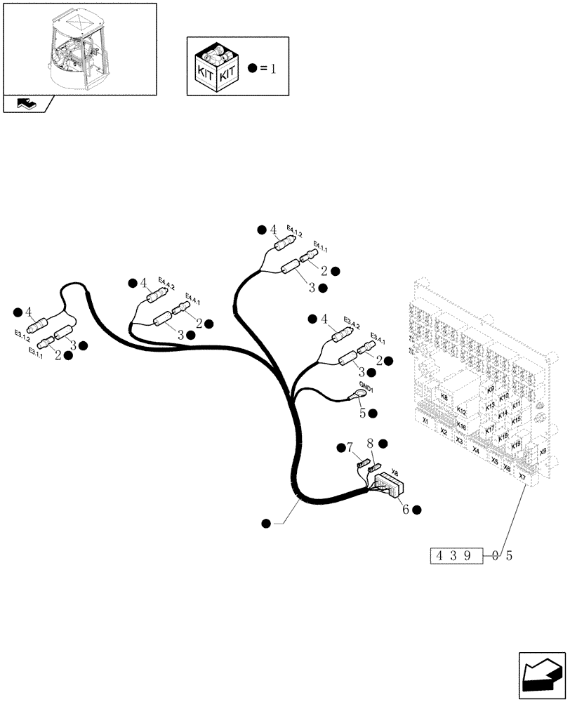 Схема запчастей Case 21E - (715[05]) - CANOPY: HARNESS (10) - OPERATORS PLATFORM