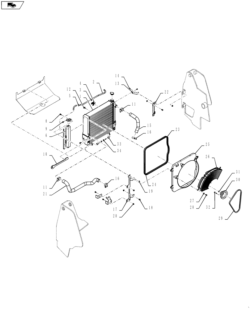 Схема запчастей Case SV185 - (10.400.BE[01]) - RADIATOR & COOLER, LINES (SR175,SV185) (10) - ENGINE