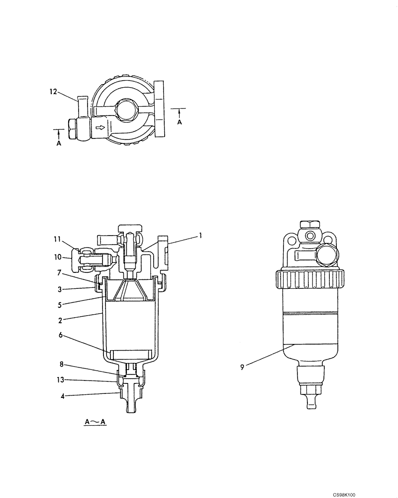 Схема запчастей Case CX80 - (03-04) - WATER SEPARATOR ASSY (03) - FUEL SYSTEM