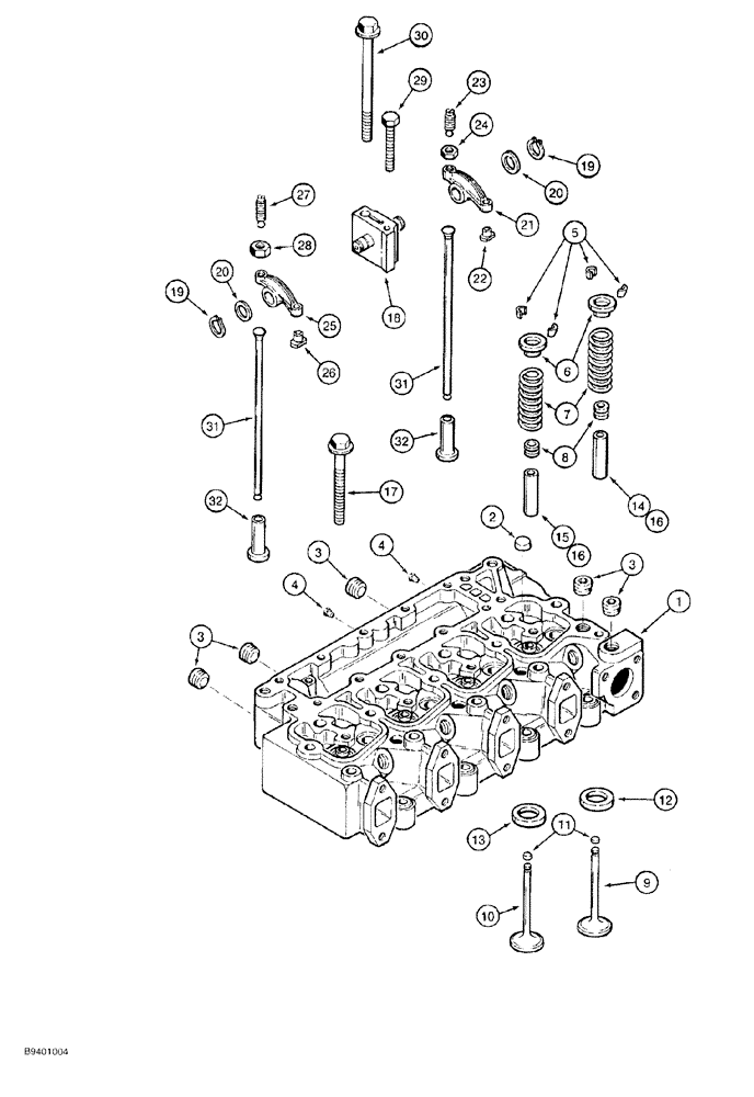 Схема запчастей Case 550G - (2-39A) - CYLINDER HEAD AND VALVE MECHANISM, 4-390 EMISSIONS CERTIFIED ENGINE, P.I.N. JJG0255794 AND AFTER (01) - ENGINE