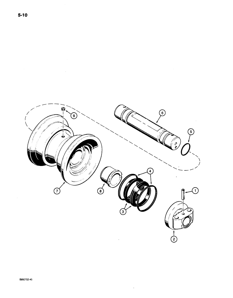 Схема запчастей Case 650 - (5-10) - TRACK ROLLER ASSEMBLY (11) - TRACKS/STEERING