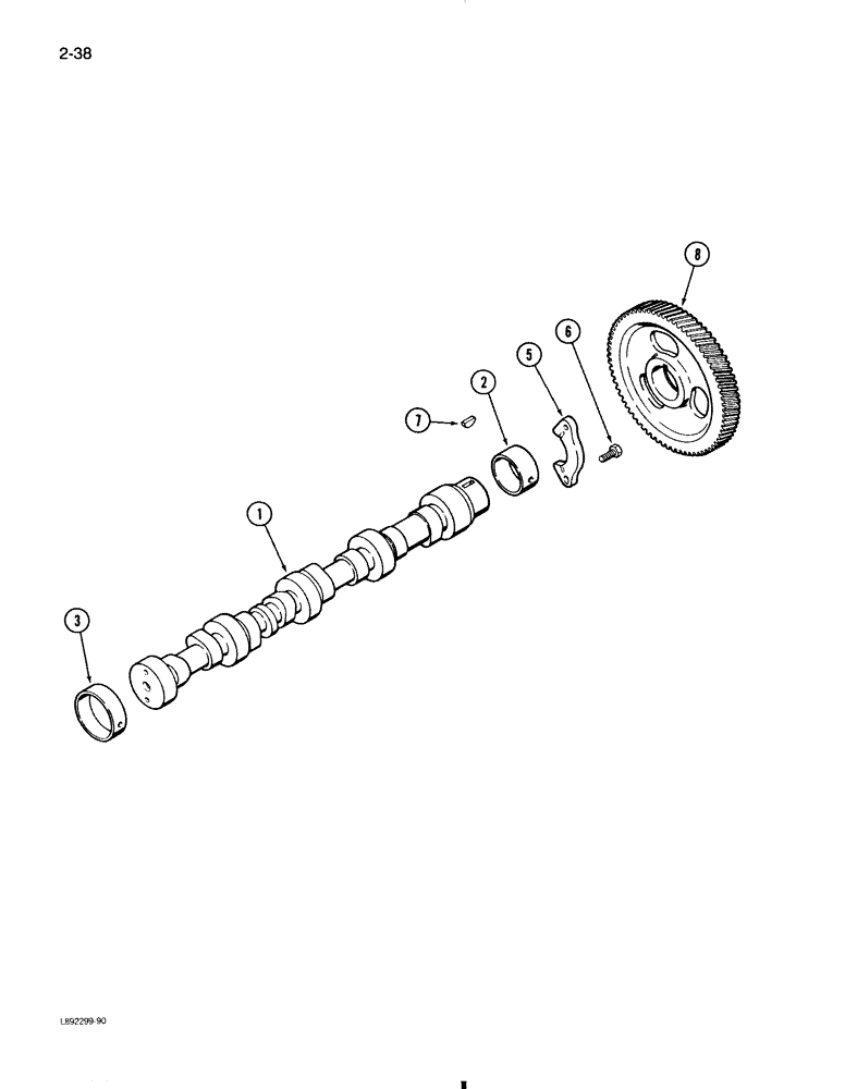 Схема запчастей Case 580K - (2-038) - CAMSHAFT, 4-390 ENGINE, 4T-390 ENGINE (02) - ENGINE